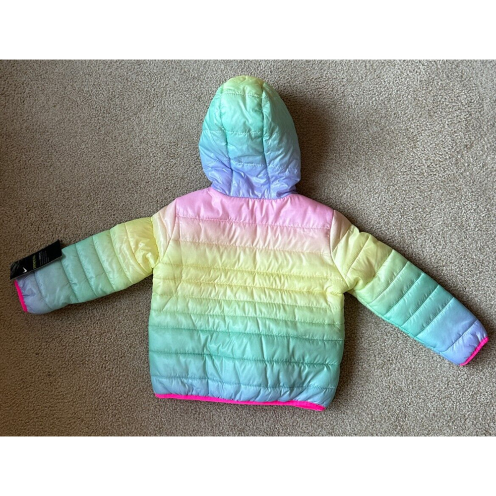 NWT Nike Rainbow Ombre Essential Hooded Winter Puffer Jacket 26G461-W6U Girls 2T - Picture 6 of 9